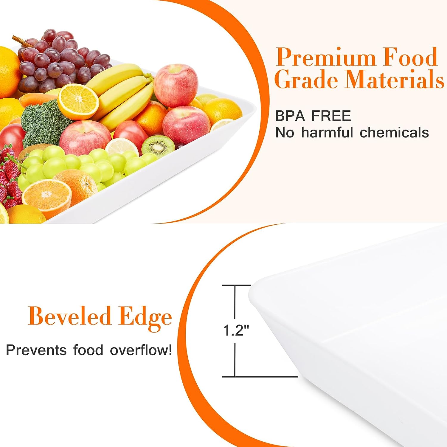 Serving Trays, Serving Platters, Plastic Trays - 4 Pcs Serving Trays, Serving Platters, Plastic Trays - 4 Pcs